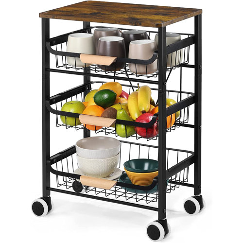17 Stories Wood Kitchen Cart Wayfair